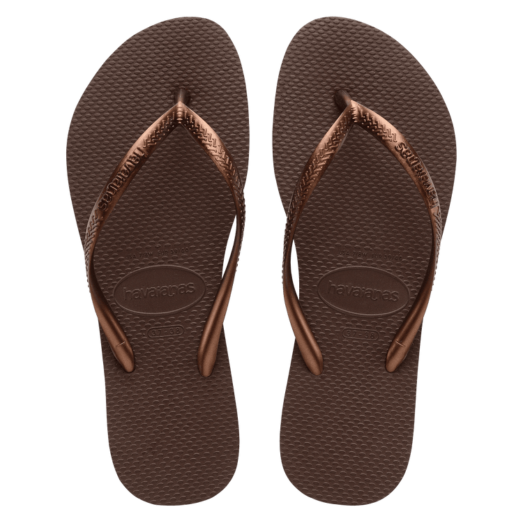 Havaianas Slim Flip Flop Sandal in Dark Brown Metallic