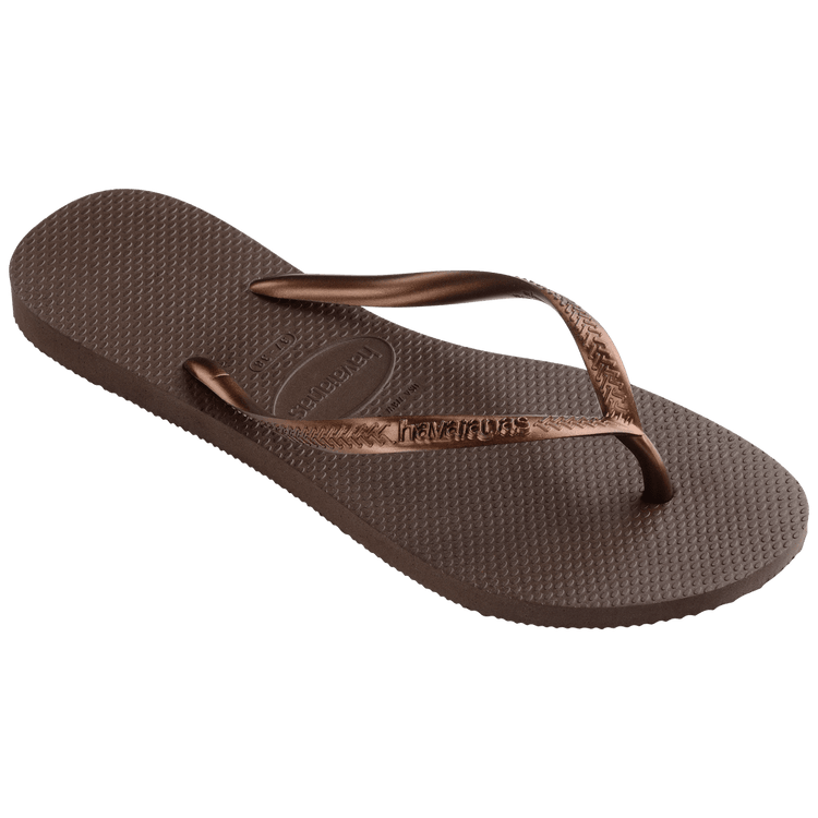 Havaianas Slim Flip Flop Sandal in Dark Brown Metallic