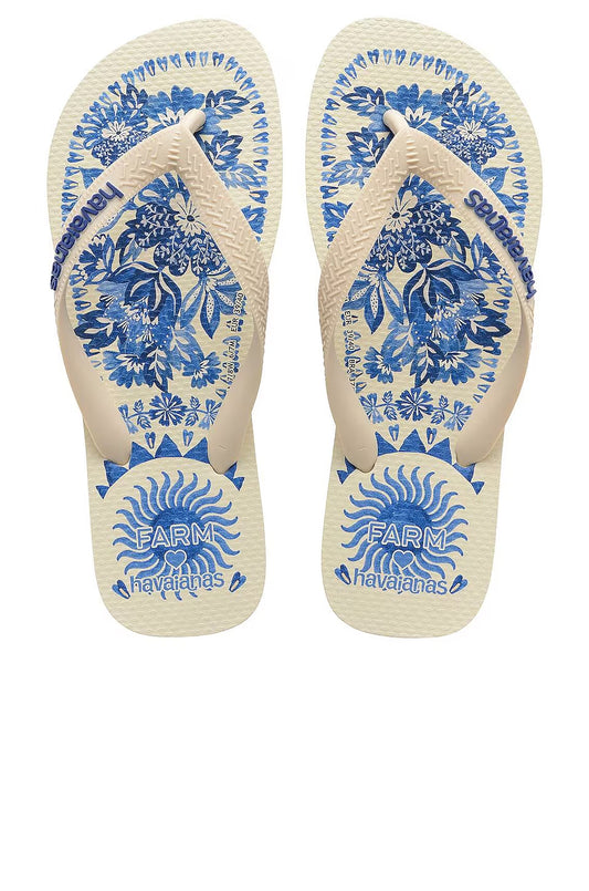 Havaianas FARM Rio Flora Tapestry Flip Flops in Beige