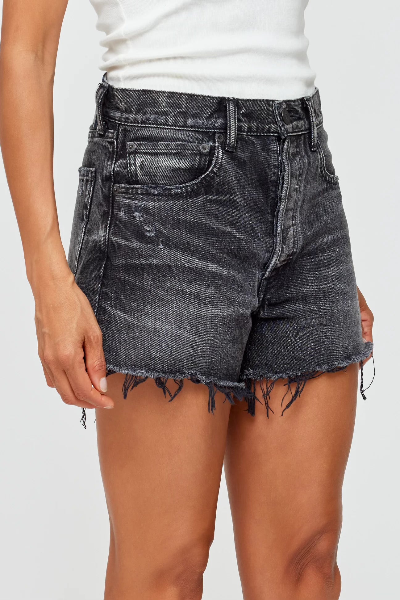 Moussy Vintage Aristida Denim Shorts in Black