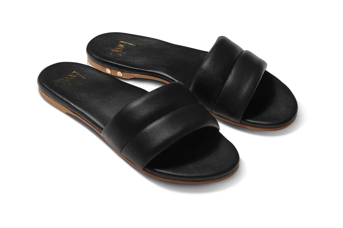 Beek Sugarbird Leather Slide Sandal in Black