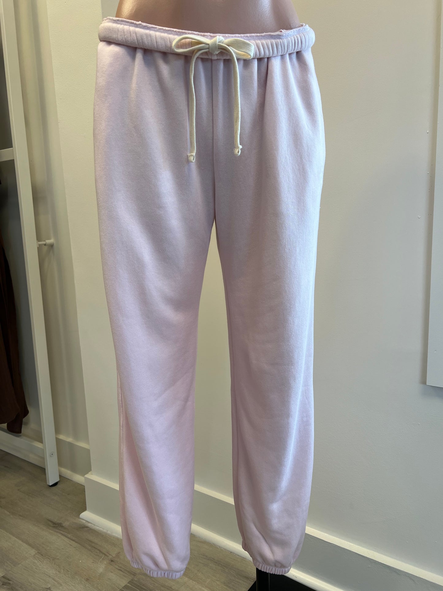 Monrow Teddy Fleece Relaxed Sweatpant in Pink Sorbet