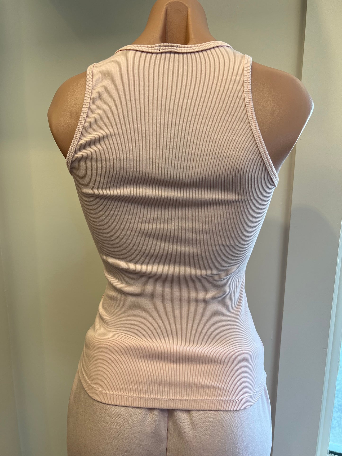 Monrow Supimaluxe Rib High Neck Tank in Pink Sorbet