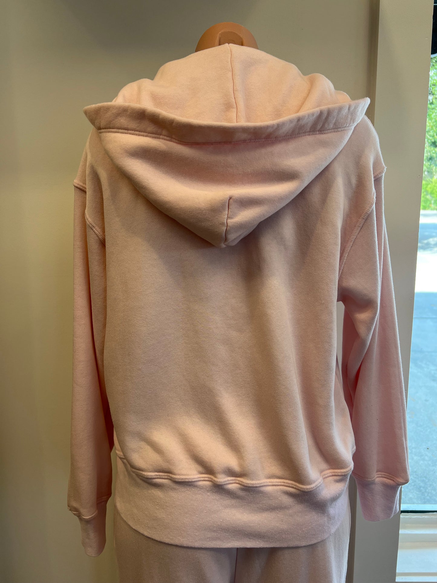 Monrow Teddy Fleece Relaxed Zip Up Hoody in Pink Sorbet