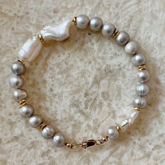 House of Olia Salva Multi Pearl Gold Filled Bracelet