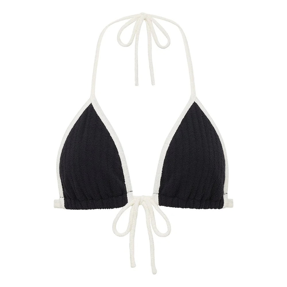 Montce Emma Bikini Top Black Cream Binded Terry Rib