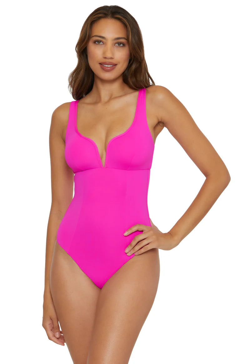 Becca Color Code V Wire One Piece in Vivid Pink