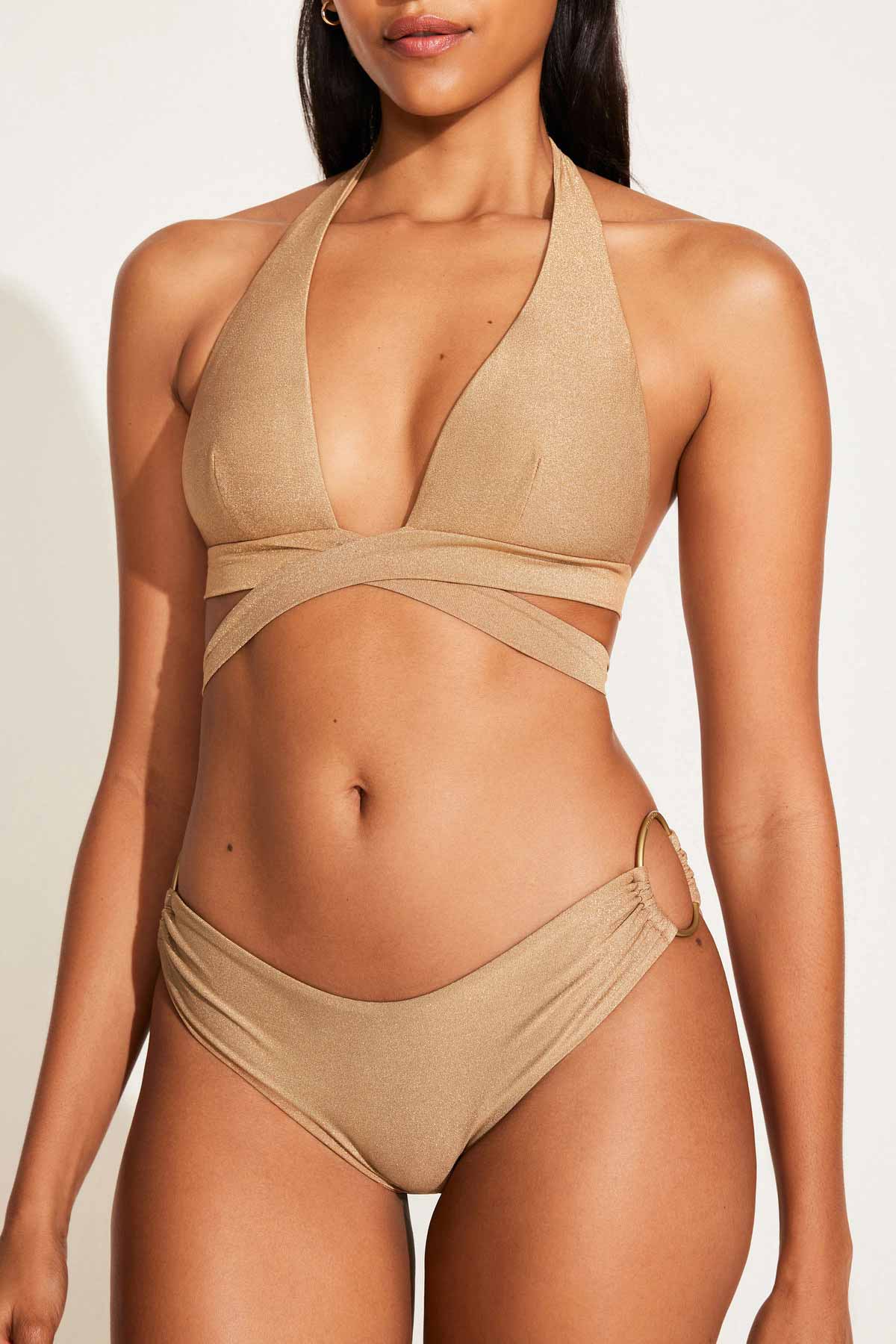 Vitamin A Sirena Wrap Bikini Top in Golden Glow