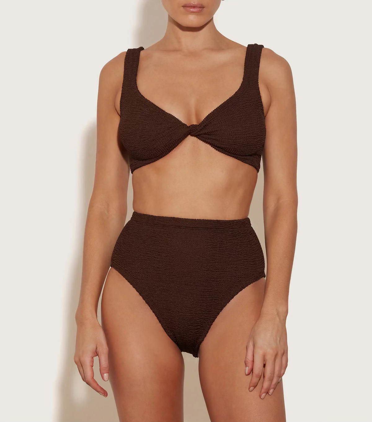 Hunza G Jamie High Waisted Bikini in Metallic Chocolate