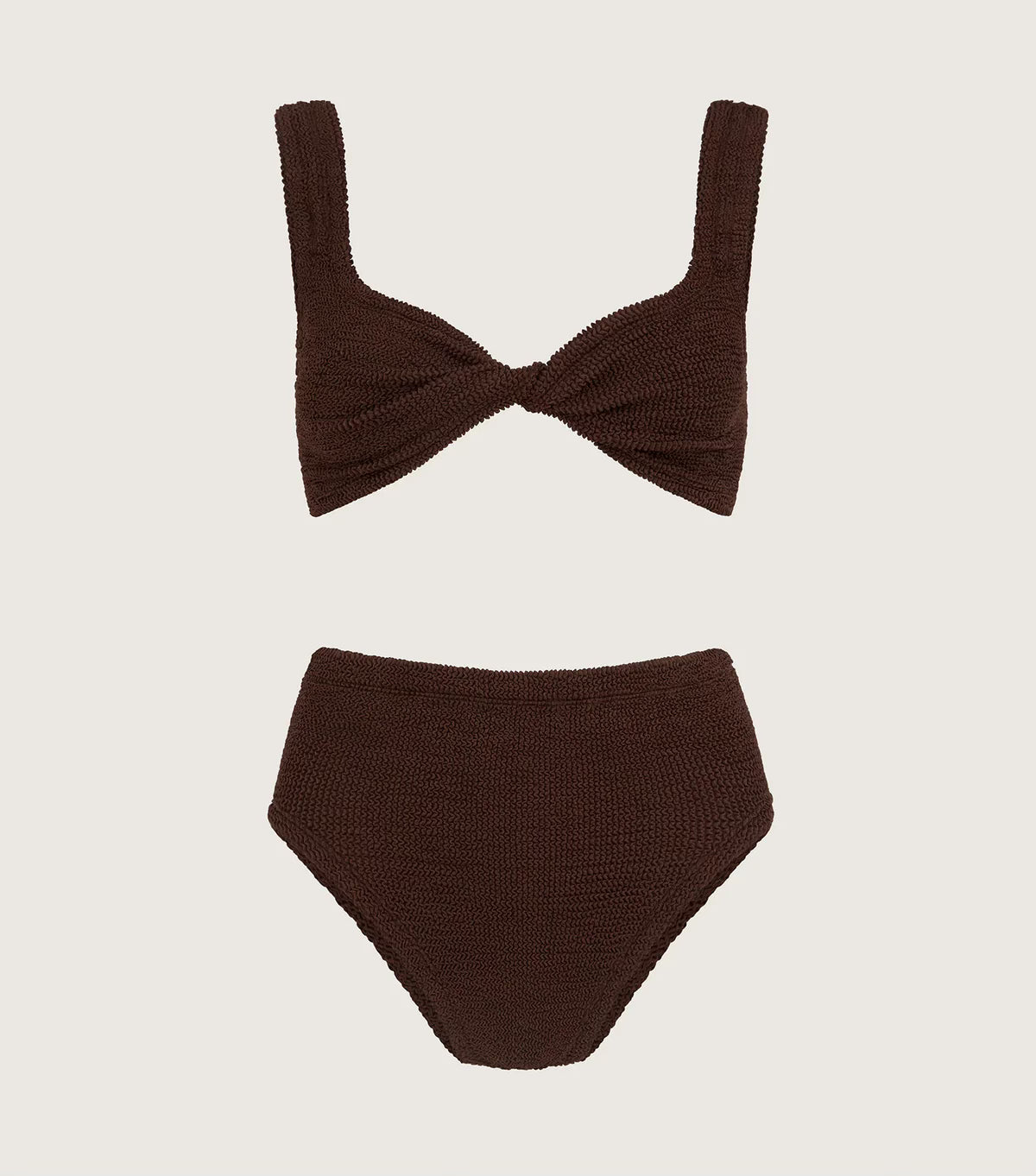 Hunza G Jamie High Waisted Bikini in Metallic Chocolate