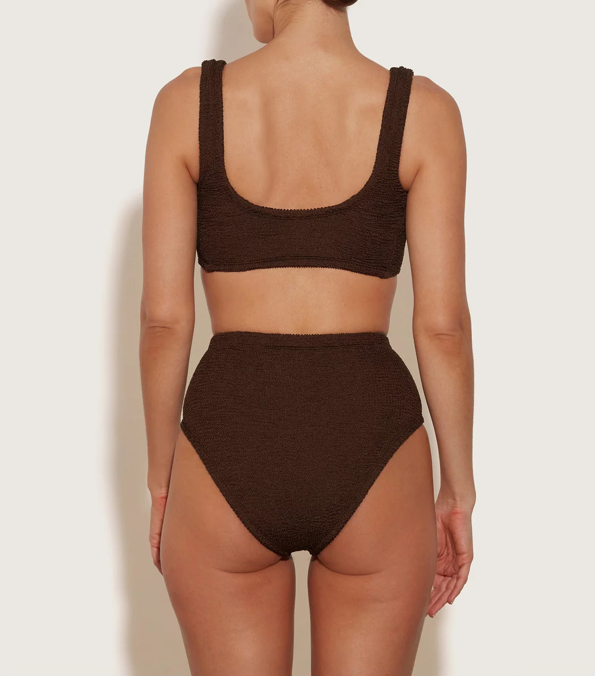 Hunza G Jamie High Waisted Bikini in Metallic Chocolate