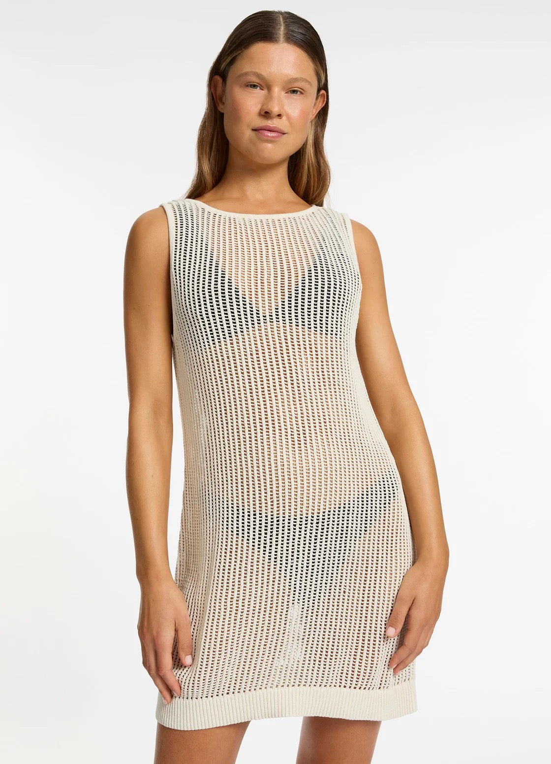 Jets Acacia Knit Mini Dress in Cream