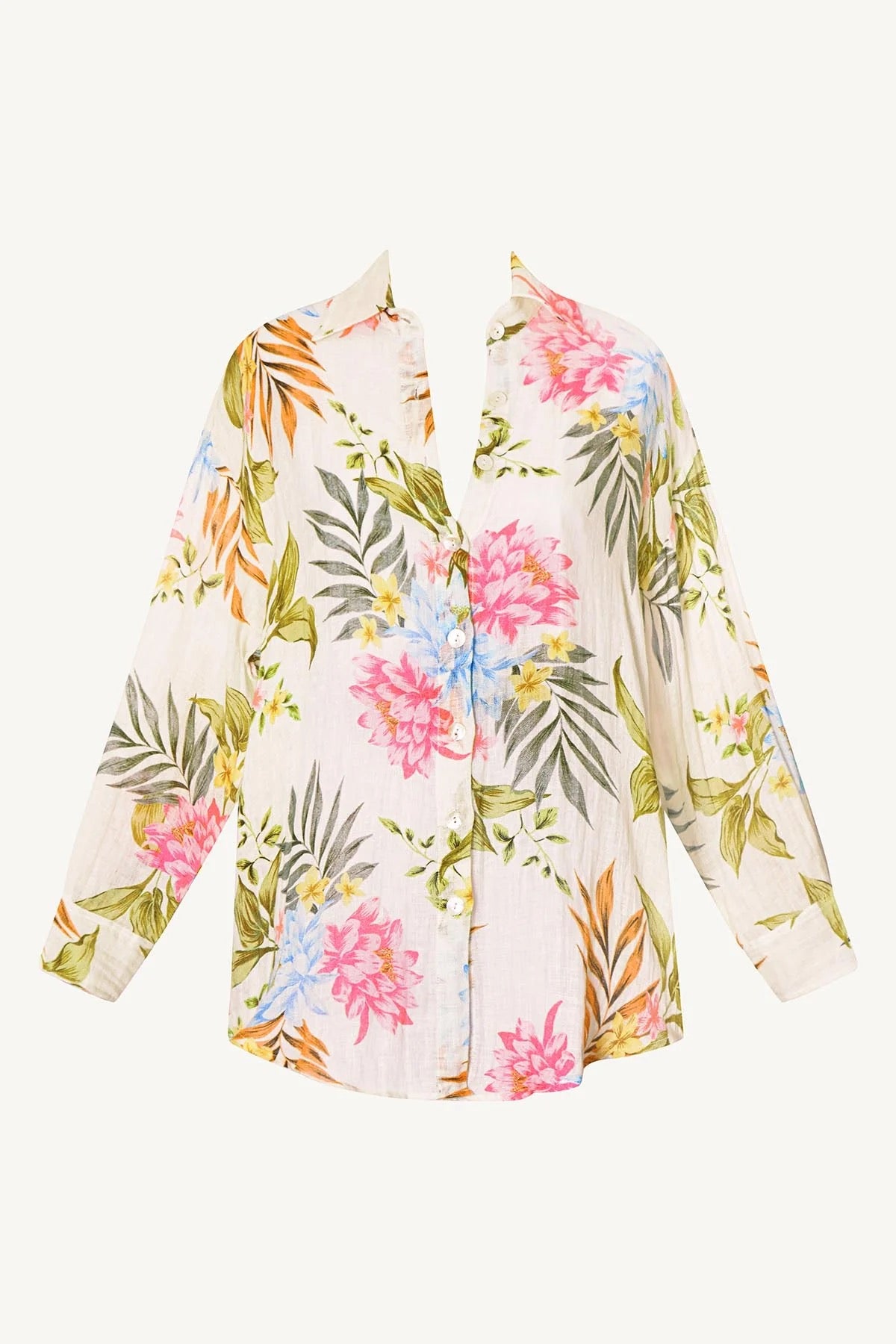 Vitamin A Playa Boyfriend Shirt in Summer Bloom EcoLinen