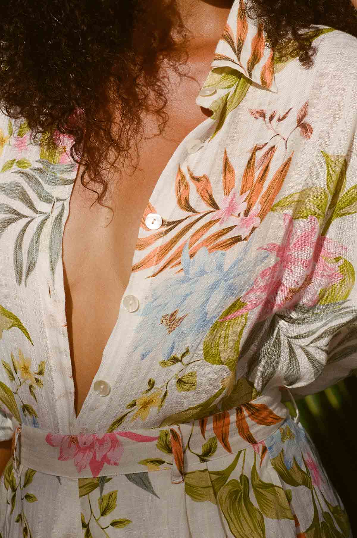 Vitamin A Playa Boyfriend Shirt in Summer Bloom EcoLinen