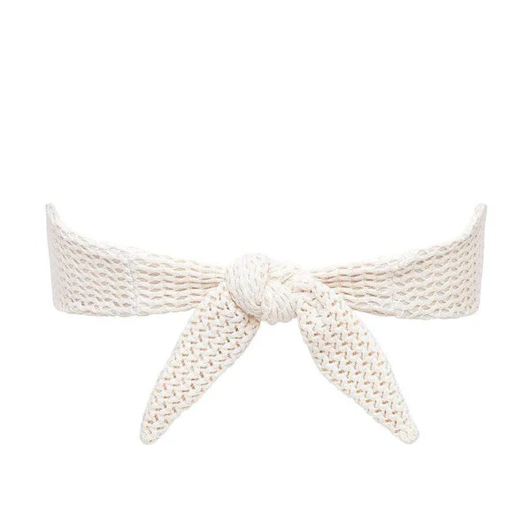 Montce Crochet Tori Ties Bandeau Bikini Top in Bone