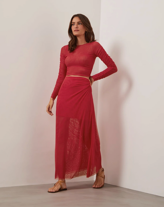 Vix Amira Detail Long Skirt in Red